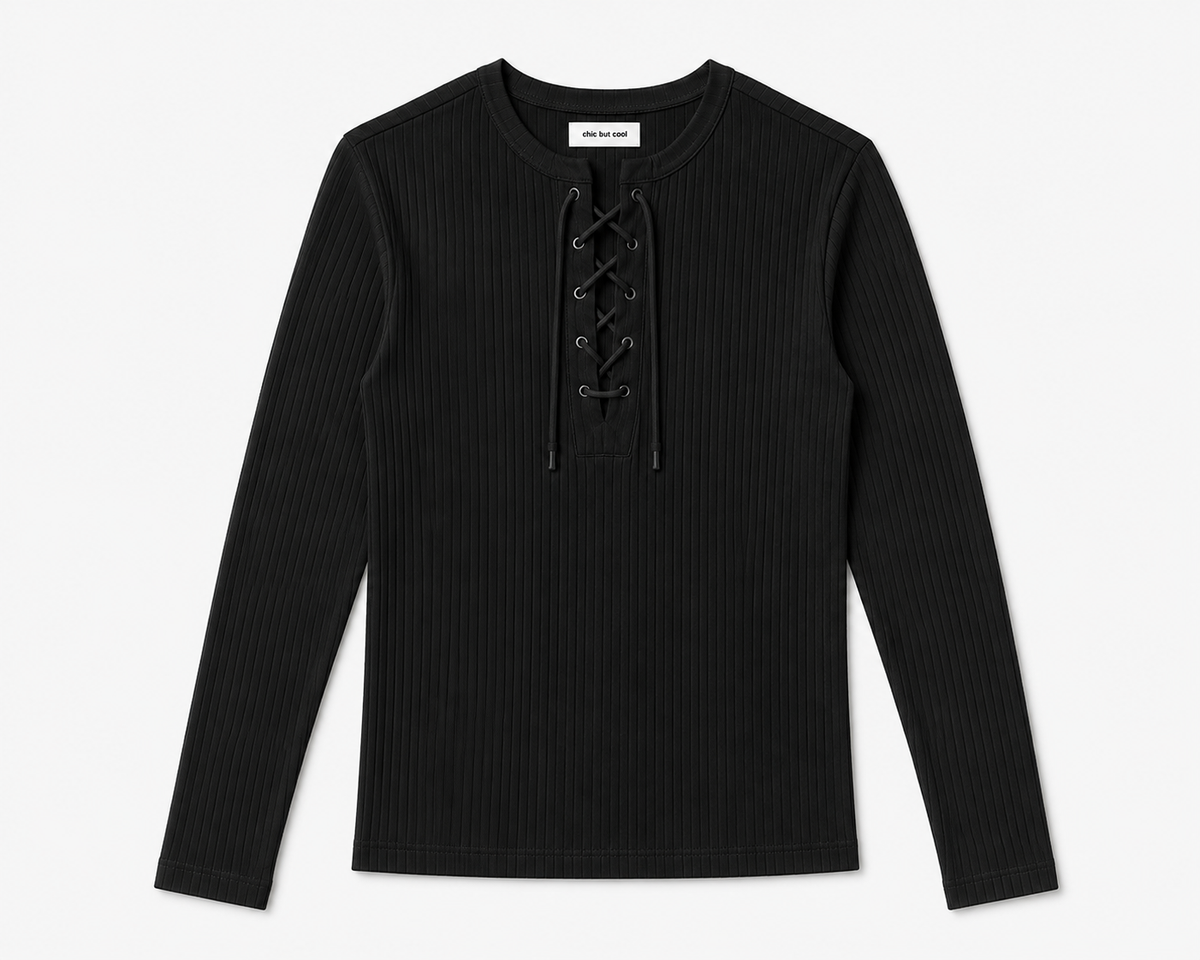 Laced Up Henley (Black)