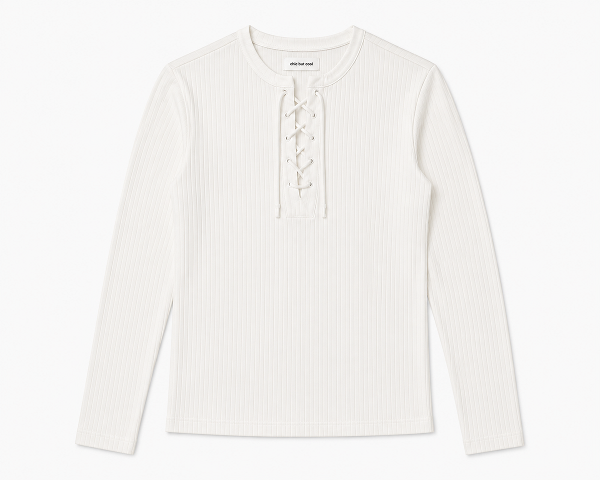 Laced Up Henley (White)